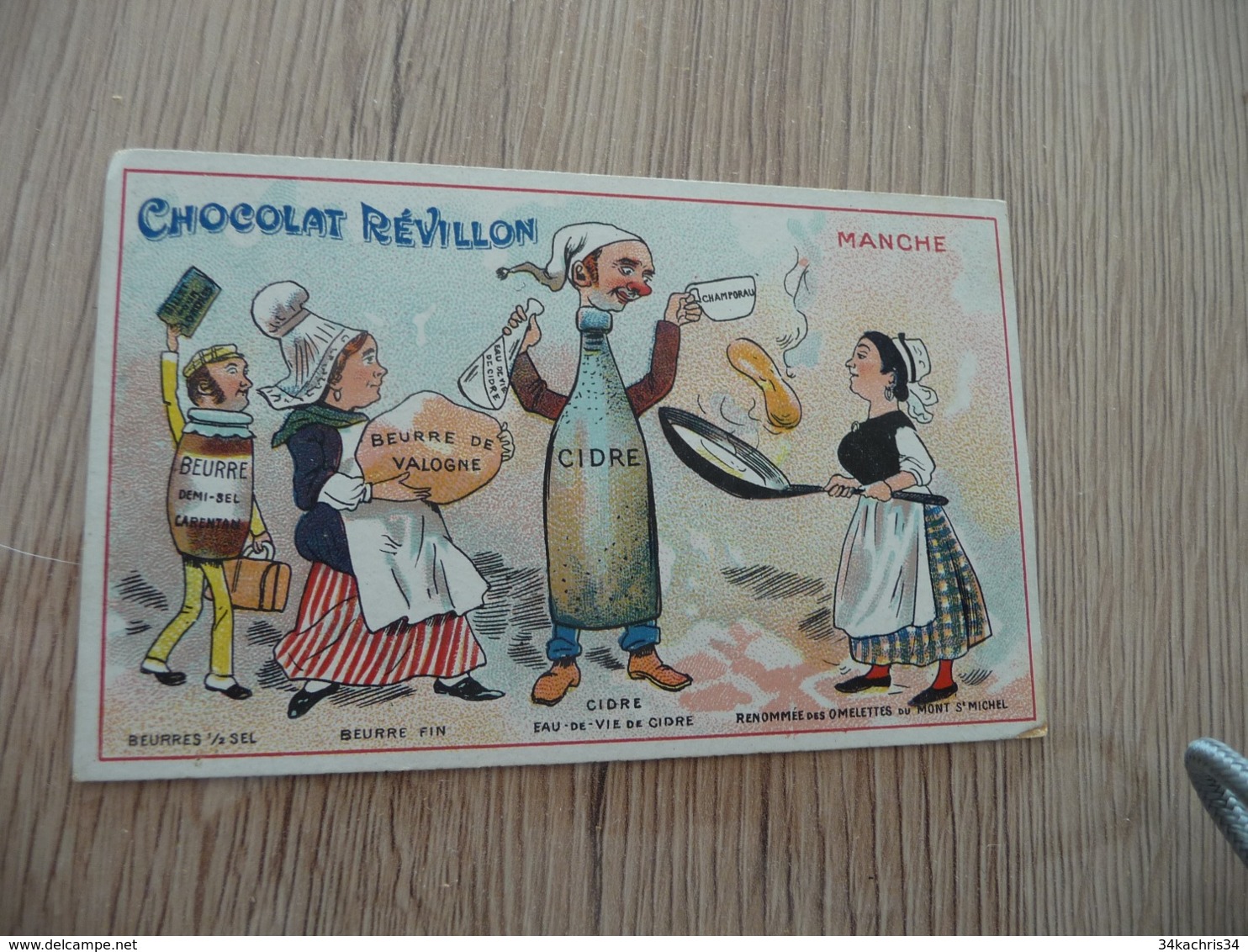 Chromo  Pub Publicitaire Chocolat Révillon Surréalisme Départements Gastronomique La Manche - Revillon