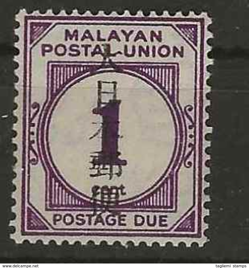 Malaysia - Japanese Occupation, 1943, JD34, Postage Due, Mint Hinged - Japanisch Besetzung