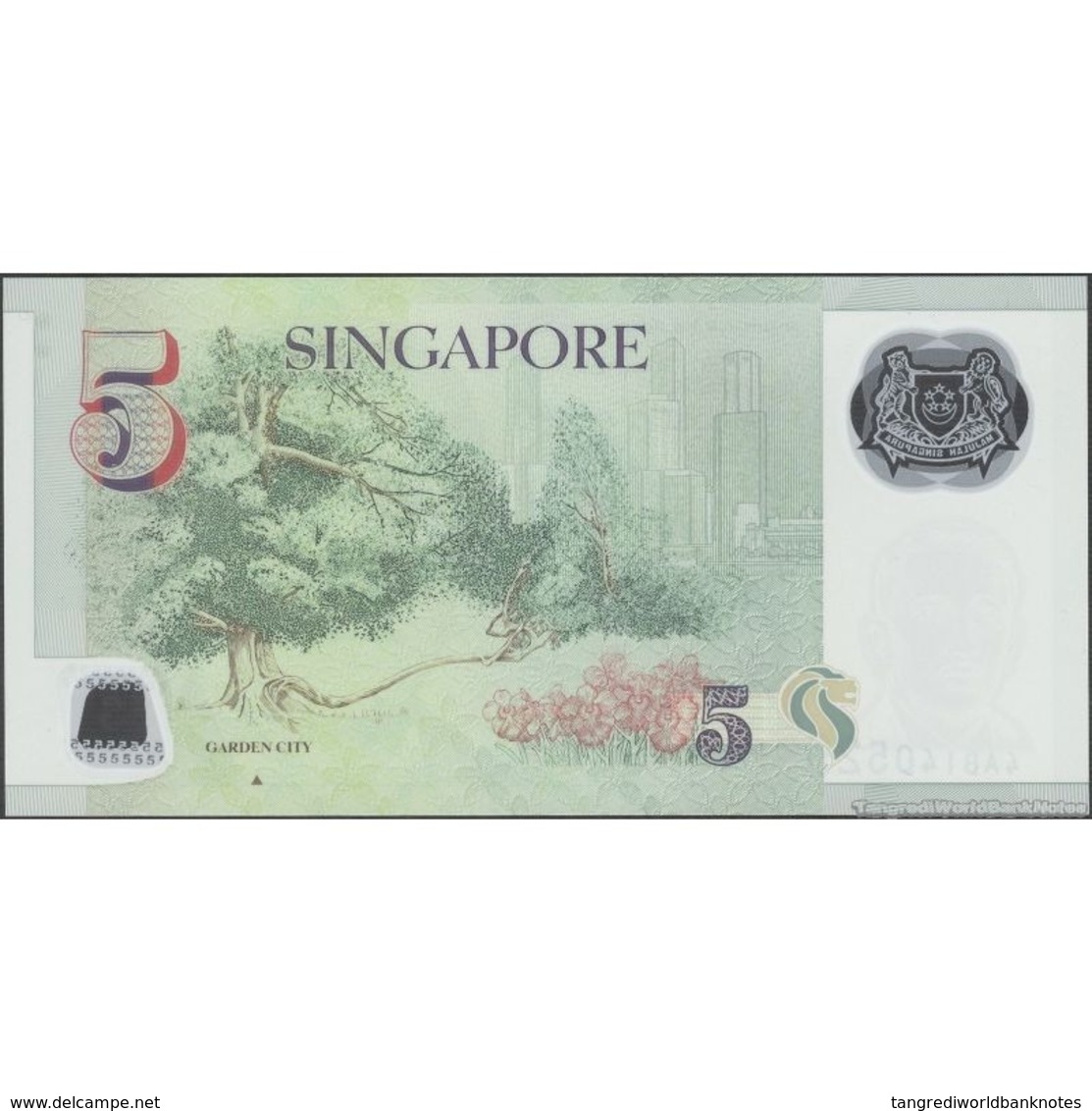 TWN - SINGAPORE 47d - 5 Dollars 2014 Polymer - Prefix 4AB UNC - Singapur