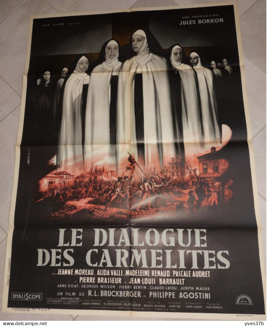 Le Dialogue Des Carmélites Jeanne Moreau, P. Brasseur..1960- Affiche 80x110 -TTB - Affiches & Posters