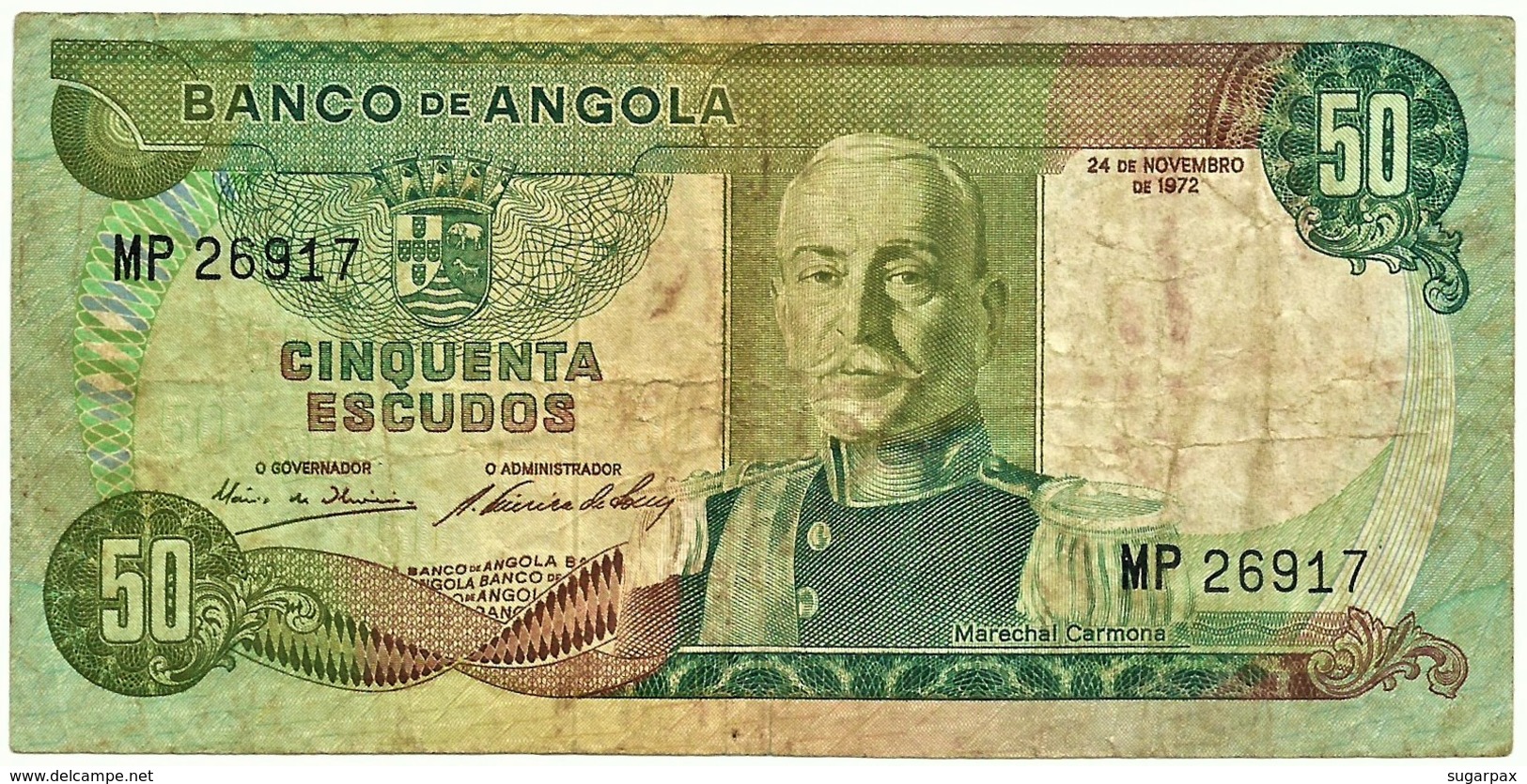 Angola - 50 Escudos - 24.11.1972 - Pick 100 - Série MP - Marechal Carmona - PORTUGAL - Angola