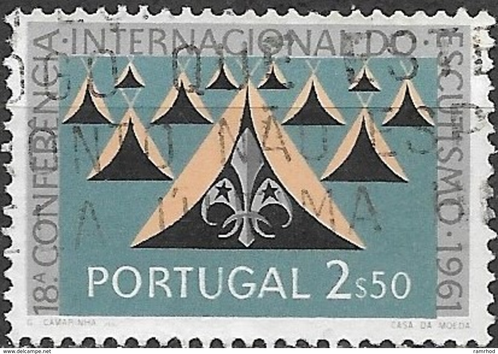 PORTUGAL 1962 18th International Scout Conference (1961) - 2e50 Scout Badge And Tents FU - Gebraucht