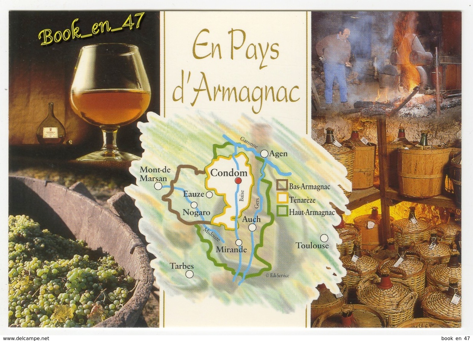 {81065} En Pays D' Armagnac , Carte Et Multivues ; Vie Du Produit , Dégustation , Récolte , Alambic Traditionnel , Chai - Cartes Géographiques