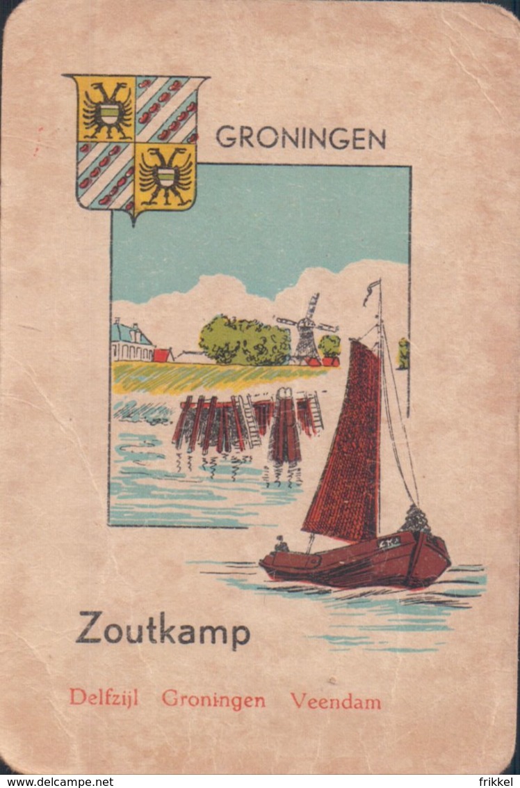 1 Oude Speelkaart Uit Steden Kwartet : Groningen : Zoutkamp ( Boot Schip ) - Andere & Zonder Classificatie