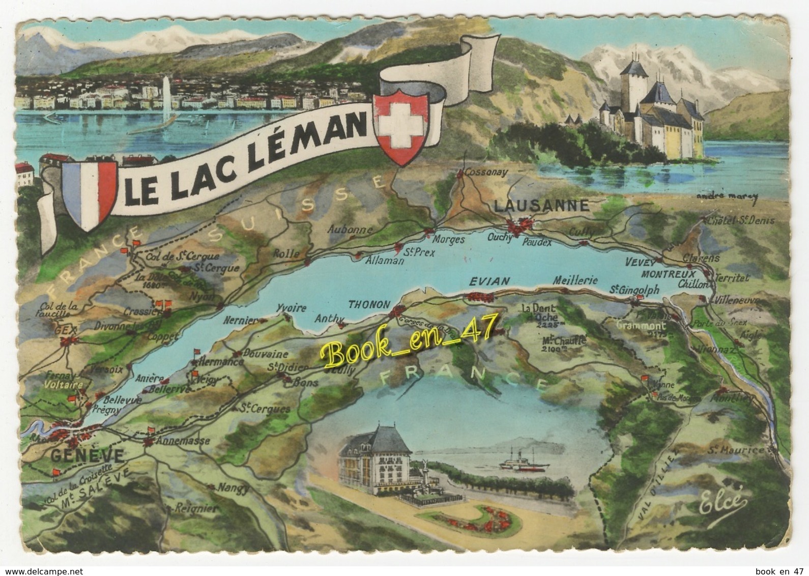 {81074} Le Lac Léman , Carte Et Illustrations - Cartes Géographiques