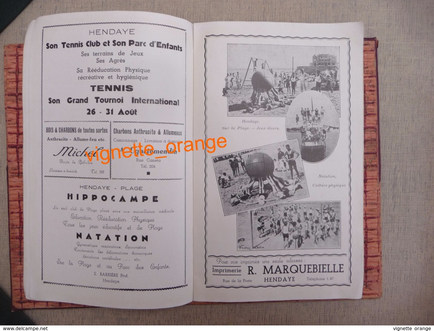 Ville De Hendaye Pays  Côte Basque Programme 1933 ( Table Des Marées - Jeux De Plage  Autre Encarts Publicitaire - Baskenland