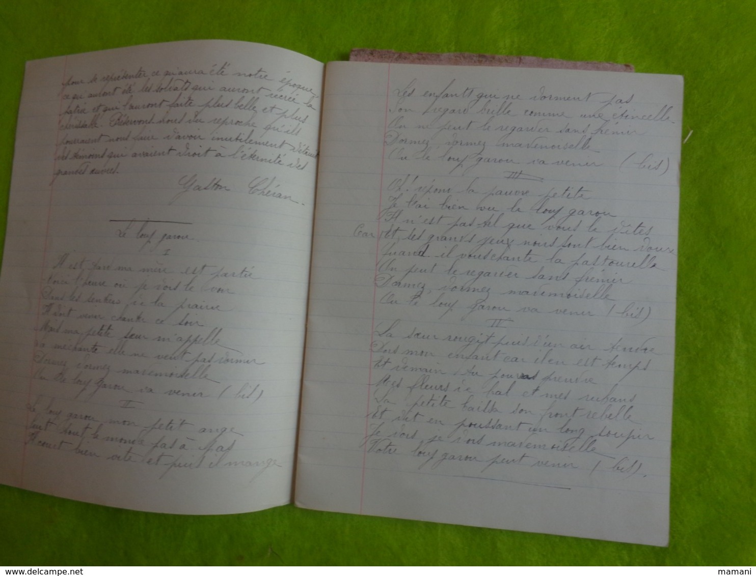 Cahier Manuscrit Militaria ???avec Des Chansons -des Recits -anecdote-caricature - Manuscrits