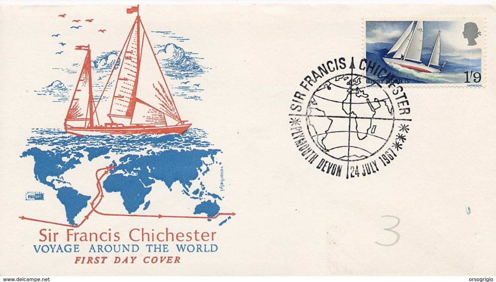 GRAN BRETAGNA - FDC - GIPSY MOTH IV - SIR FRANCIS CHICHESTER - Plymouth To Plymouth - Vela