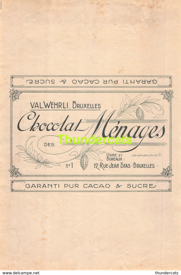 RARE ! GRANDE ANCIENNE ETIQUETTE EMBALLAGE ETIKET LABEL CHOCOLADE CHOCOLAT WEHRLI BRUXELLES - Other & Unclassified