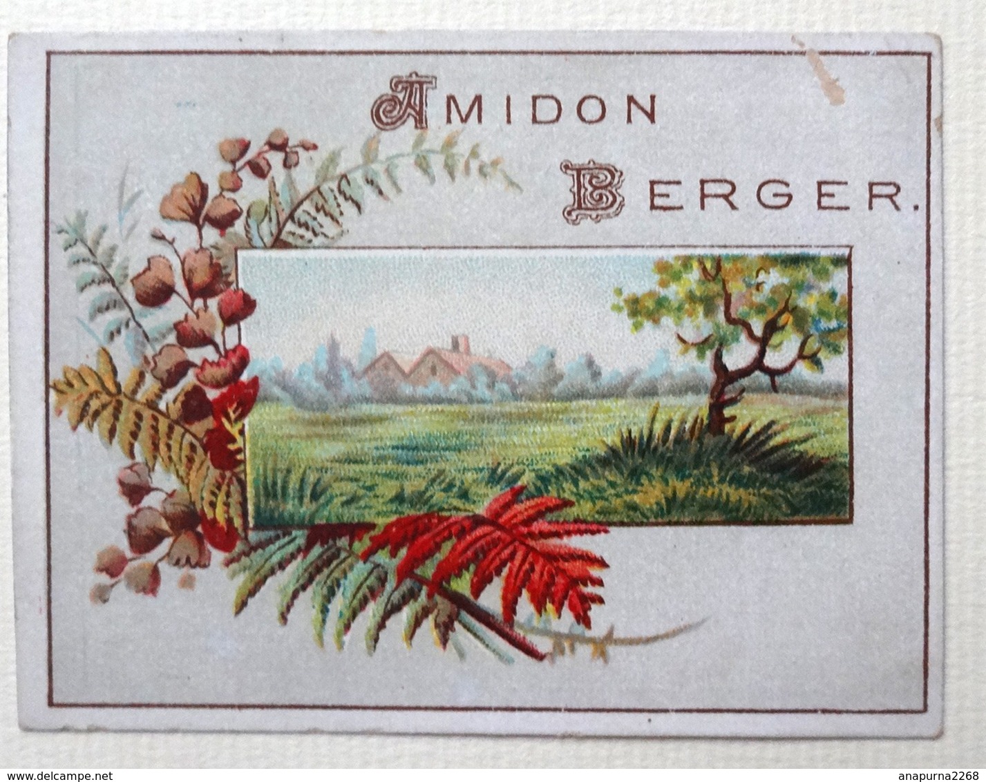 . CALENDRIER 1889...RARE PETIT CHROMO .....AMIDON BERGER.......PAYSAGE AUTOMNE - Kleinformat : ...-1900