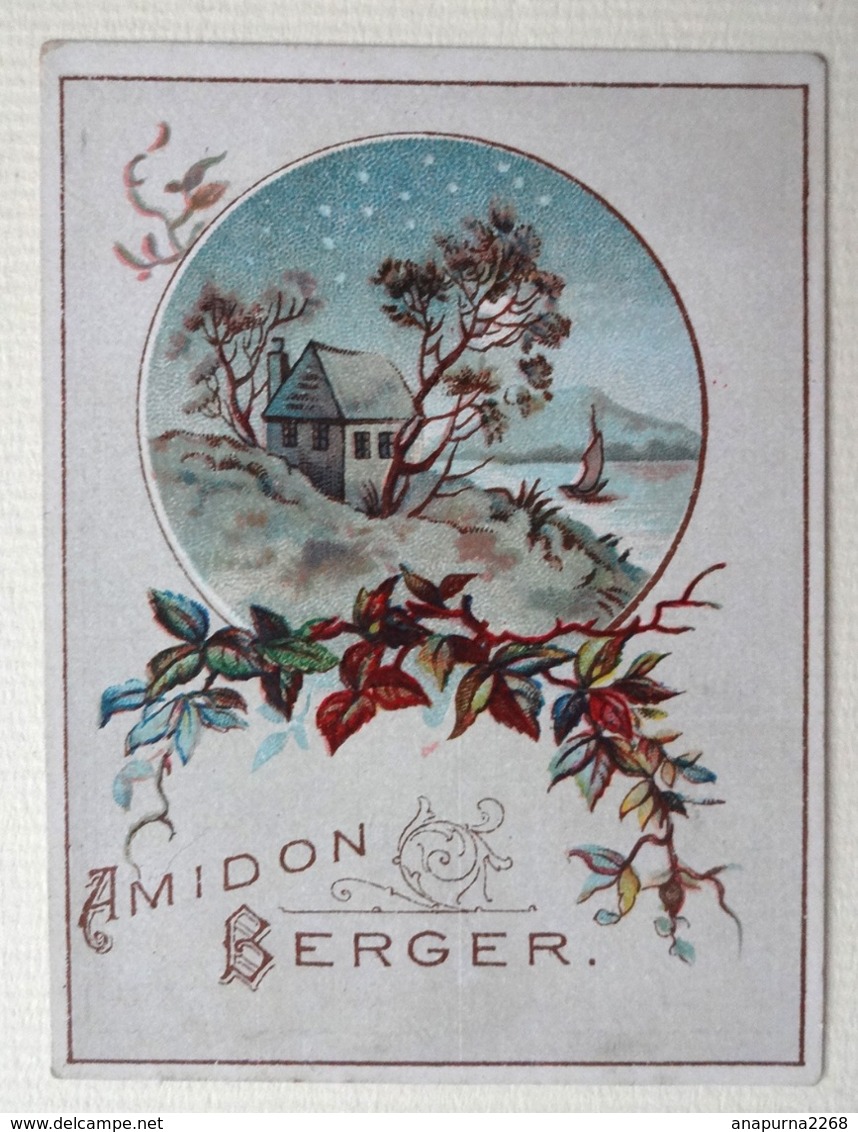 . CALENDRIER 1889...RARE PETIT CHROMO .....AMIDON BERGER.......PAYSAGE....ÎLE...VOILIER - Klein Formaat: ...-1900