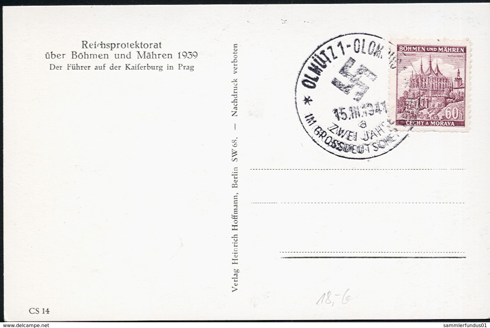 AK/CP   Adolf  Hitler  Propaganda  Nazi  Gel/circ. 1941  Böhmen Und Mähren    Erhaltung/Cond. 2  Nr. 00895 - Weltkrieg 1939-45