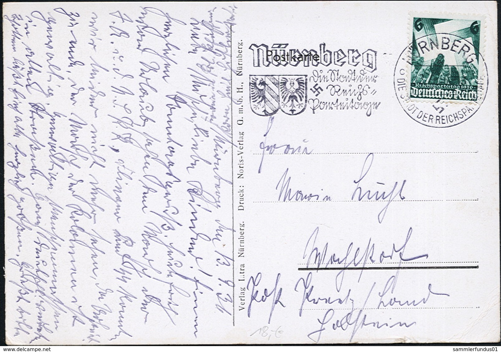 AK/CP   Adolf  Hitler  Reichsparteitag  Propaganda  Nazi  Gel/circ. 1936   Erhaltung/Cond. 2 - / 3  Nr. 00896 - Guerra 1939-45