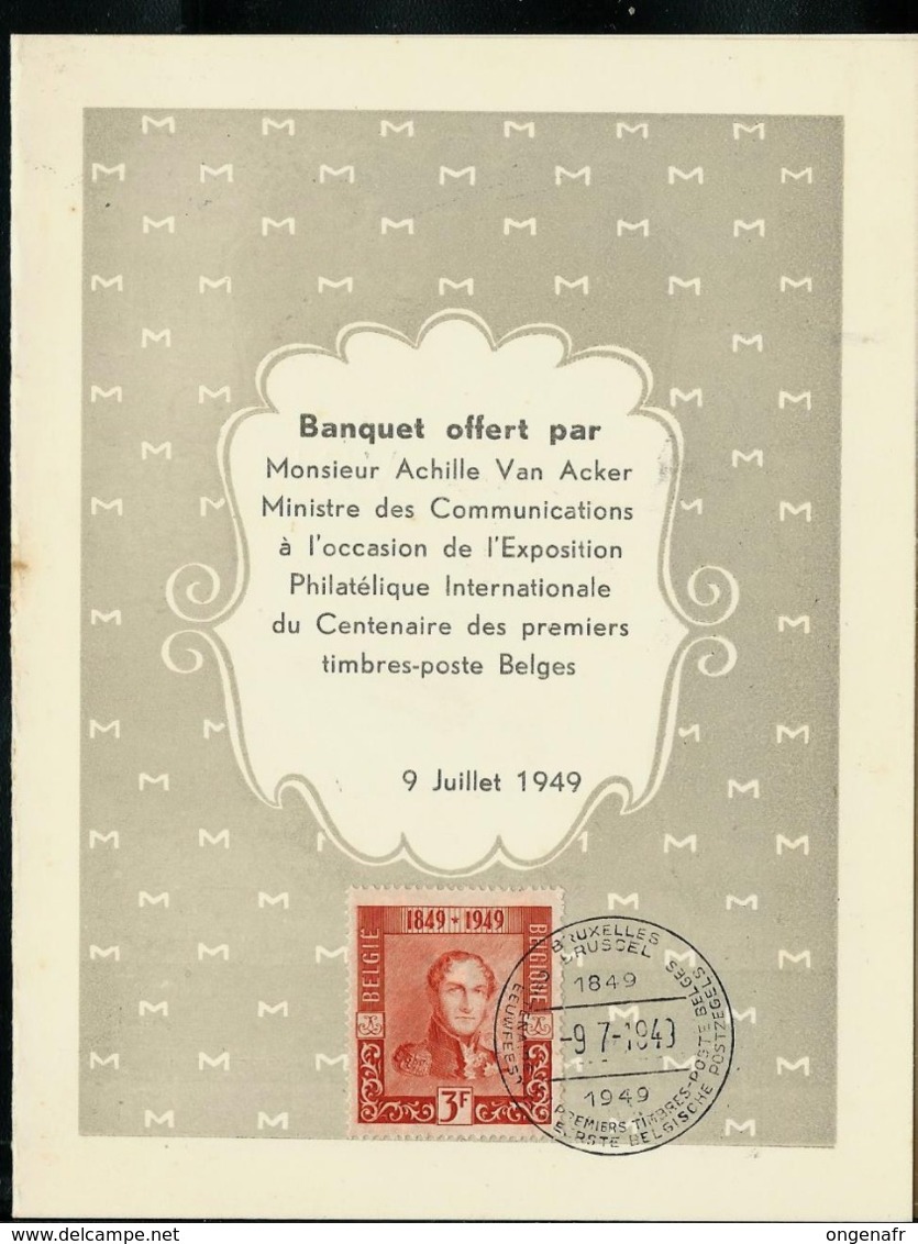 Menu  Avec N° 809 Obl. Bxl 09/07/1949 - ....-1951