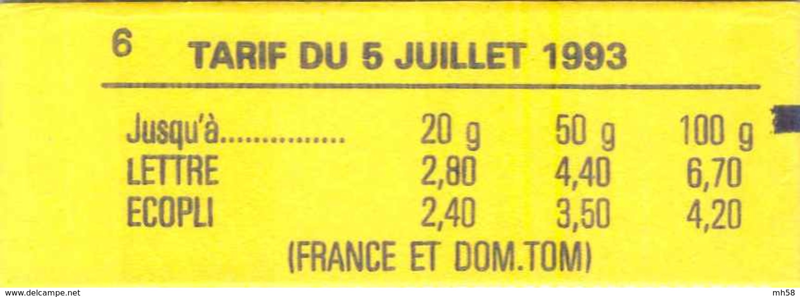 FRANCE - Carnet Conf. 6, RE, T.D.6-7 à Droite - TVP Briat Rouge - YT 2806 C1 / Maury 498 - Autres & Non Classés