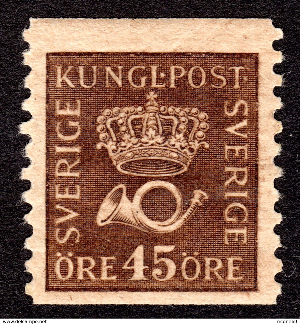 Schweden 193 I WA Type I **, Postfrische 45 öre Krone/Posthorn In Type I - Sonstige & Ohne Zuordnung