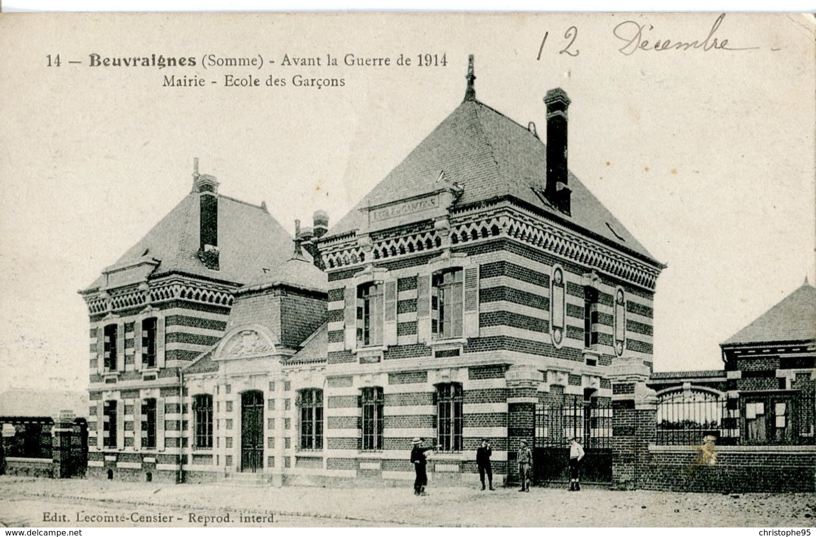 80 .20392 .beuvraignes .avant La Guerre De 1914 .mairie Et Ecole Des Garcons . - Beuvraignes