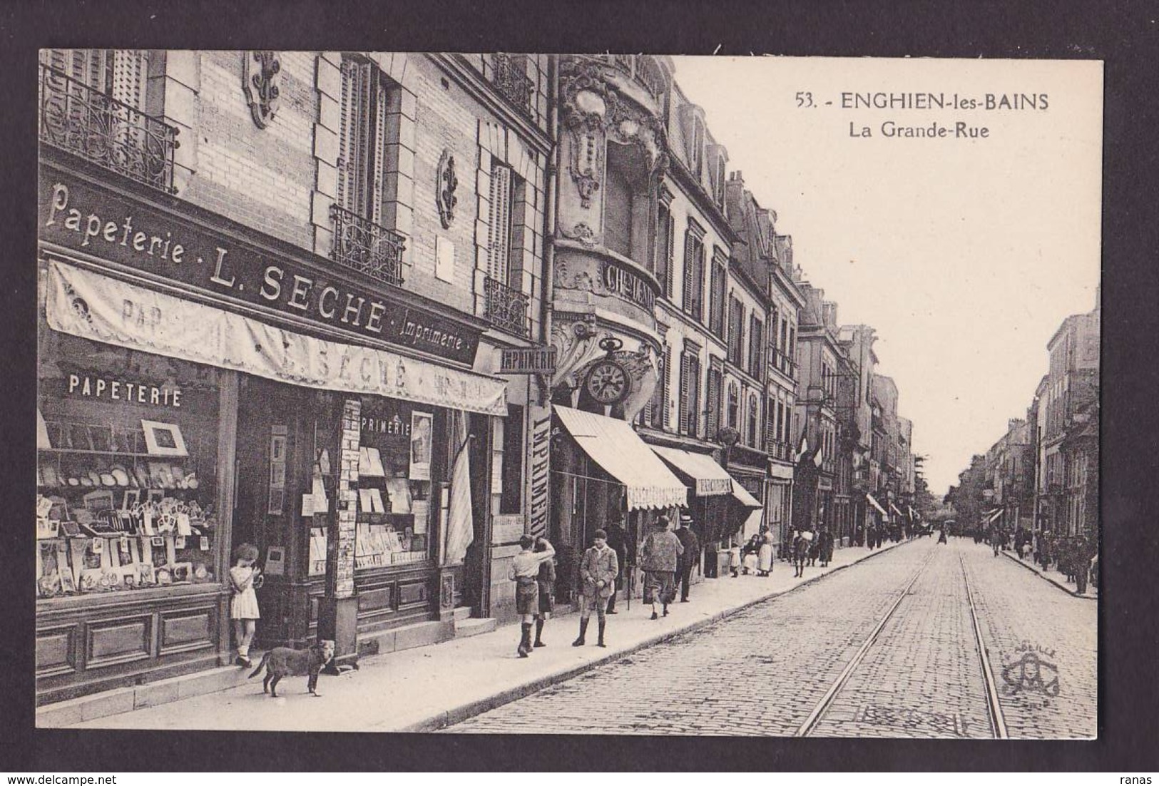 CPA Commerce Devanture Front Librairie Cartes Postales Non Circulé Enghien - Winkels