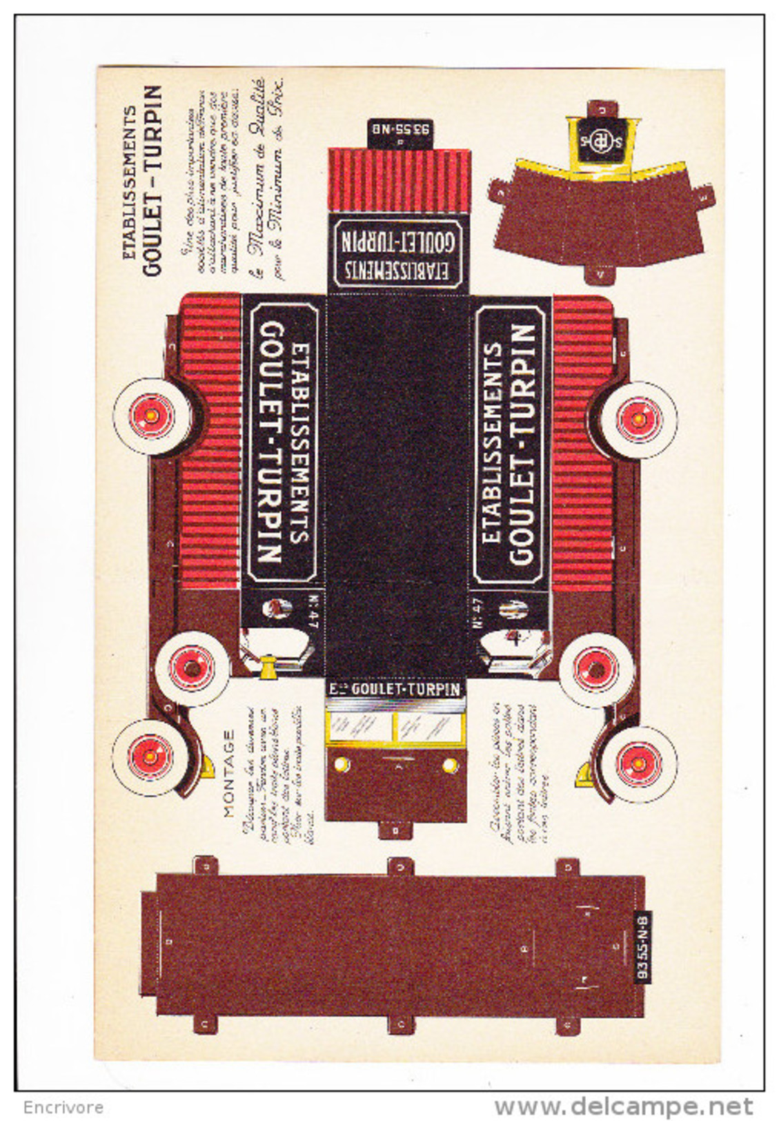 GOULET TURPIN  Découpi De  Camion De Livraison à Monter En Volume - Publicités