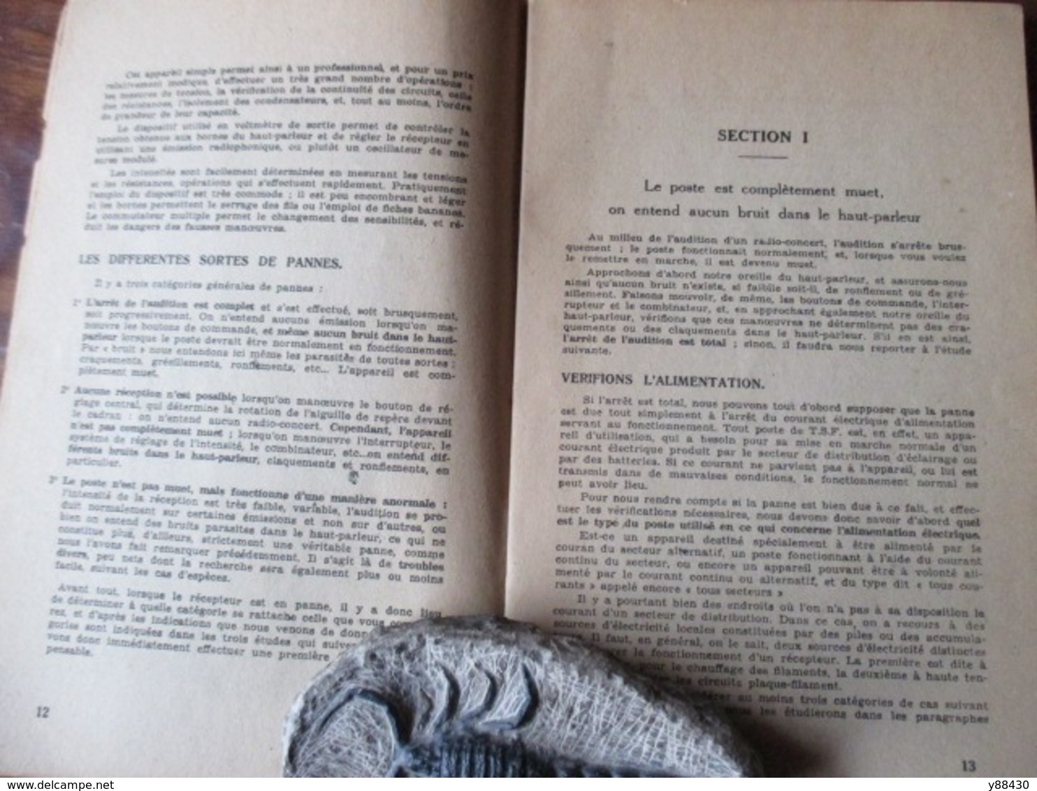 MANUEL DE DEPANNAGE DE  T.S.F. - année 1945 - 50 pages - Institut d'Electricité de Radio et Applications - 18 scannes