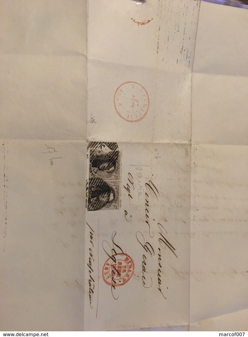 Lettre Dînant Pour Leglise 1857 Avec Paire N*6 - 1849-1865 Medallions (Other)