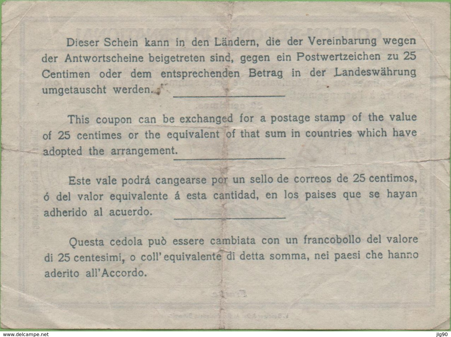 Coupon Réponse International De TANGER 1917 - Briefe U. Dokumente