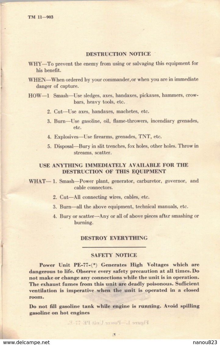 WASHINGTON OCTOBER 1943 WAR DEPARTMENT TECNICAL MANUAL TM 11 903 POWER UNIT PE 77 PUBLISHED BY G C MARSHALL ULIO J A