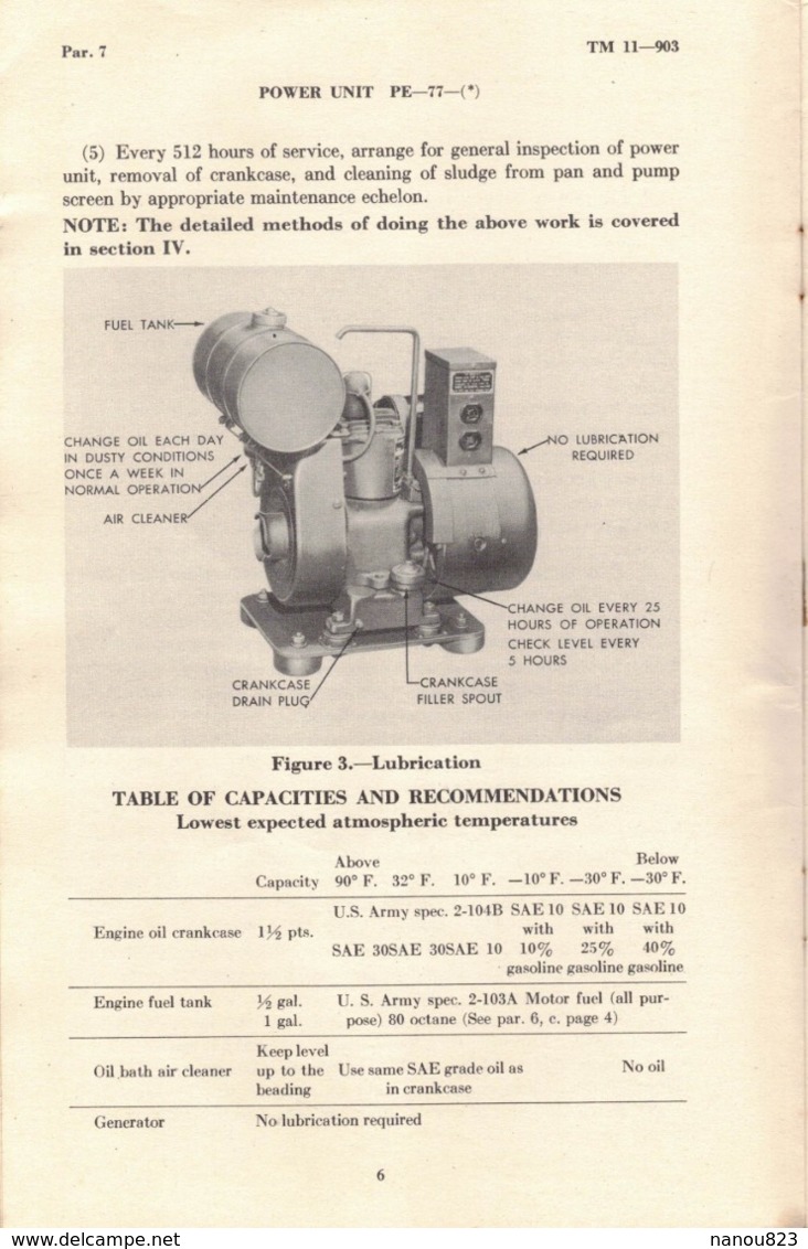 WASHINGTON OCTOBER 1943 WAR DEPARTMENT TECNICAL MANUAL TM 11 903 POWER UNIT PE 77 PUBLISHED BY G C MARSHALL ULIO J A