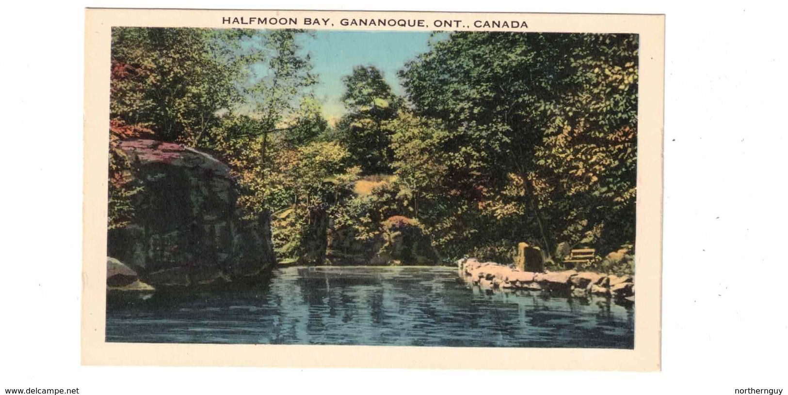 GANANOQUE, Ontario, Canada, Half Moon Bay, Old White Border Postcard, Leeds County - Gananoque