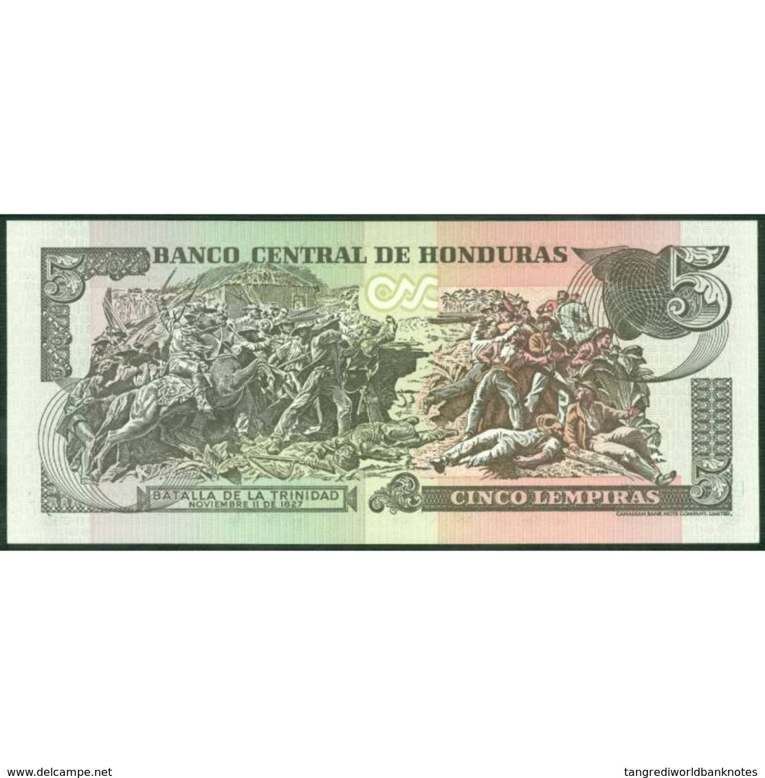 TWN - HONDURAS 85d - 5 Lempiras 26.8.2004 Prefix AV - Printer: CANADIAN BANK NOTE COMPANY LIMITED﻿ UNC - Honduras