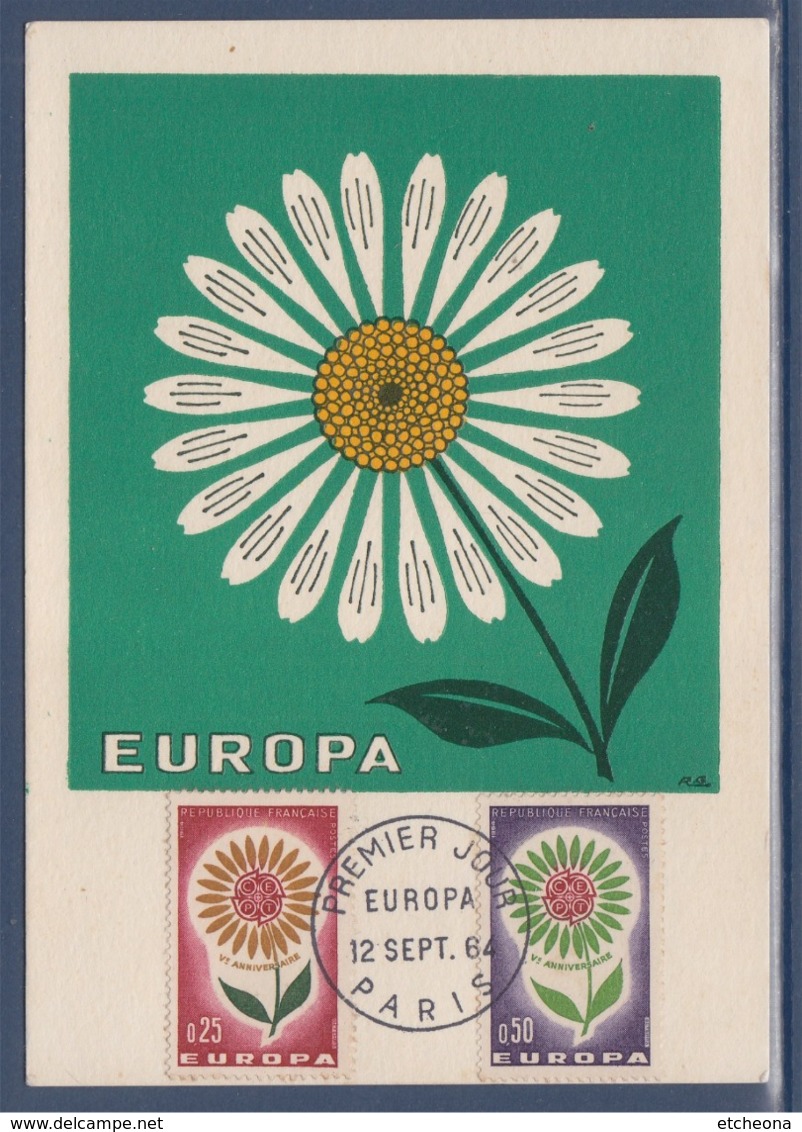 Europa 1964 Carte Postale 2 Timbres 1430 1431 Paris 12 Sept 1964 CEPT Vè Anniversaire - 1964