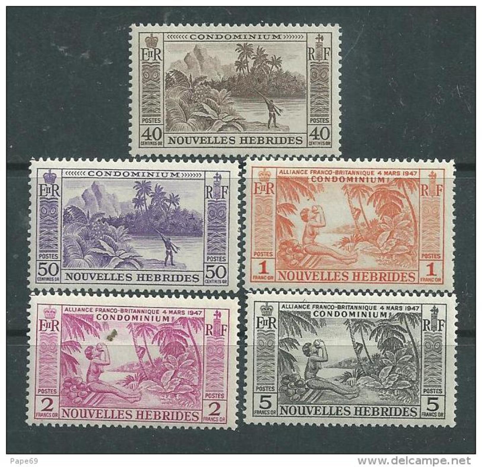 Nouvelles Hébrides N° 175 / 85  X  Série Courante Les 11 Valeurs Légende Française,trace De Charnière Sinon TB - Unused Stamps