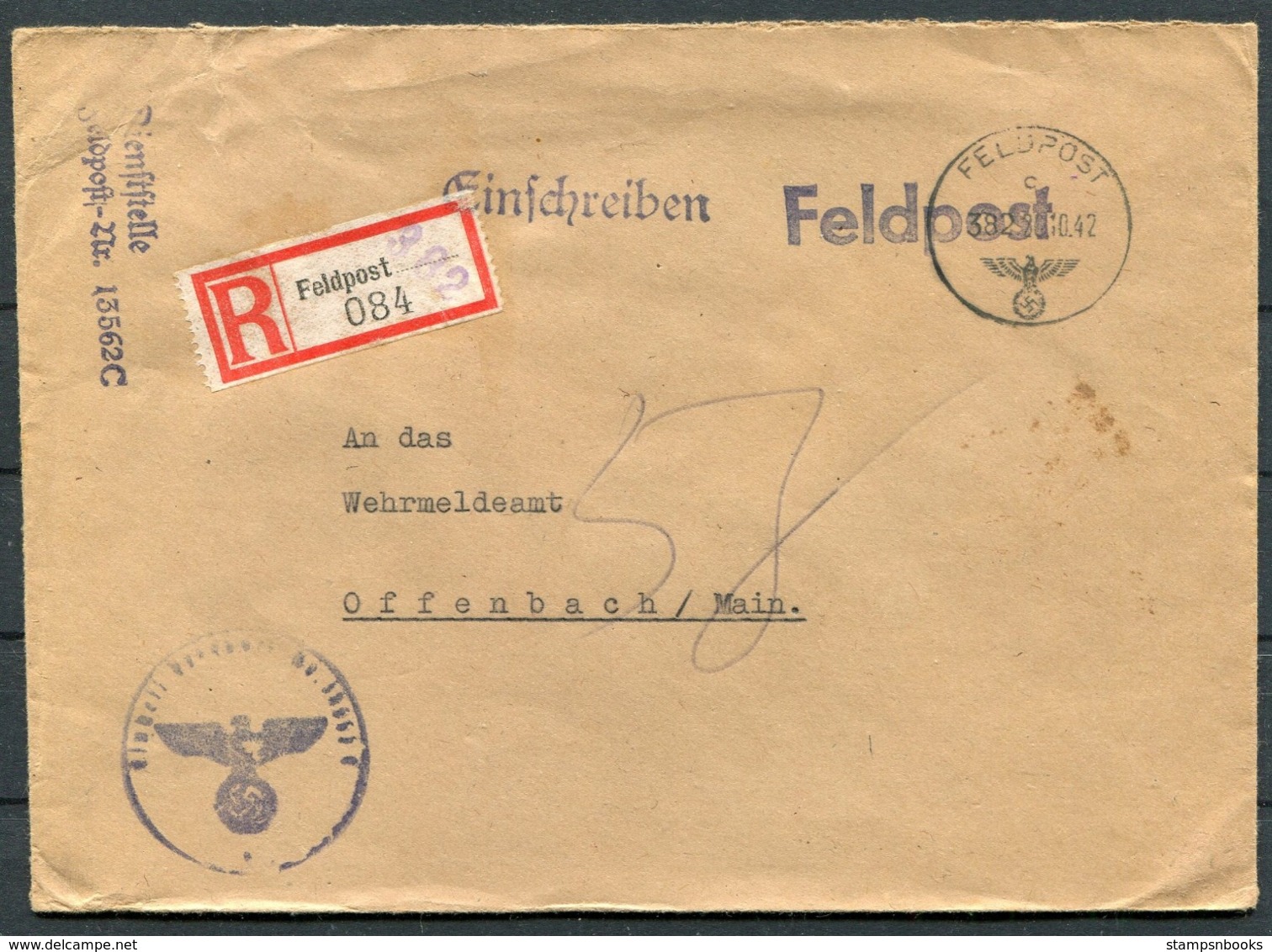 1942 Germany Einschreiben Feldpost Brief / Registered Fieldpost Cover - Offenbach - Covers & Documents