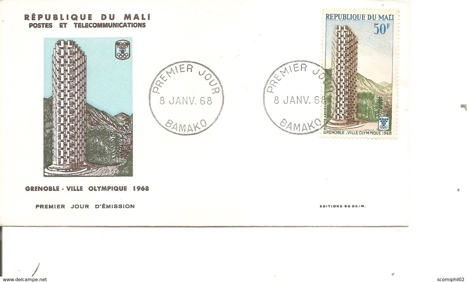 JO D'hiver De Grenoble -1968 ( FDc Du Mali à Voir) - Winter 1968: Grenoble