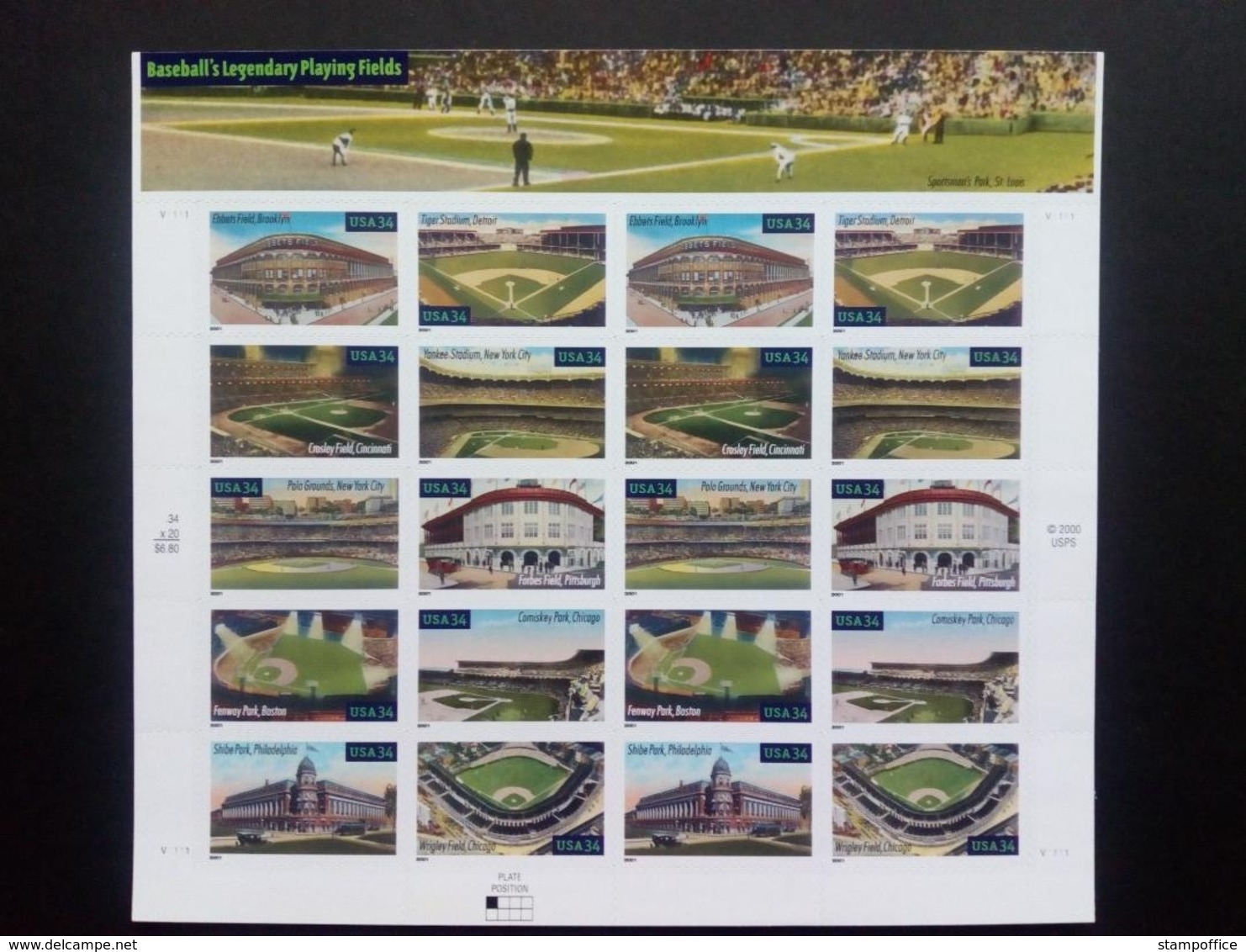 USA FOLIENBLATT MIT 2 X MI-NR. 3464-3473 POSTFRISCH(MINT) BASEBALL STADIEN 2001 - Unused Stamps