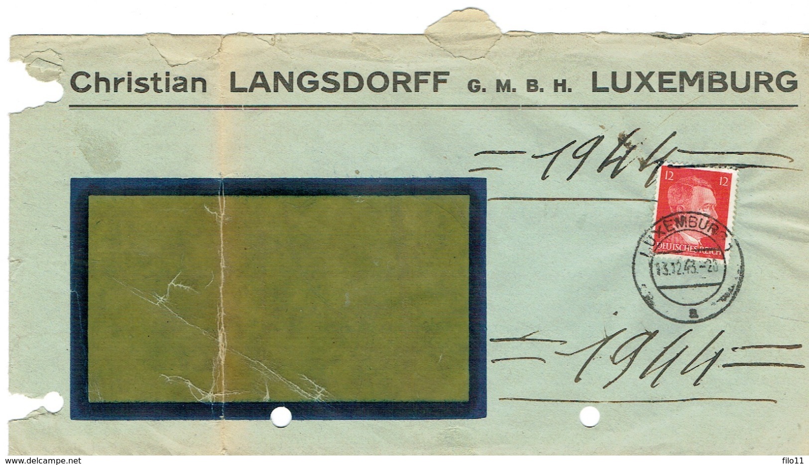 Lettre Luxembourg Christian Langsdorff Occupation 1944 - Autres & Non Classés