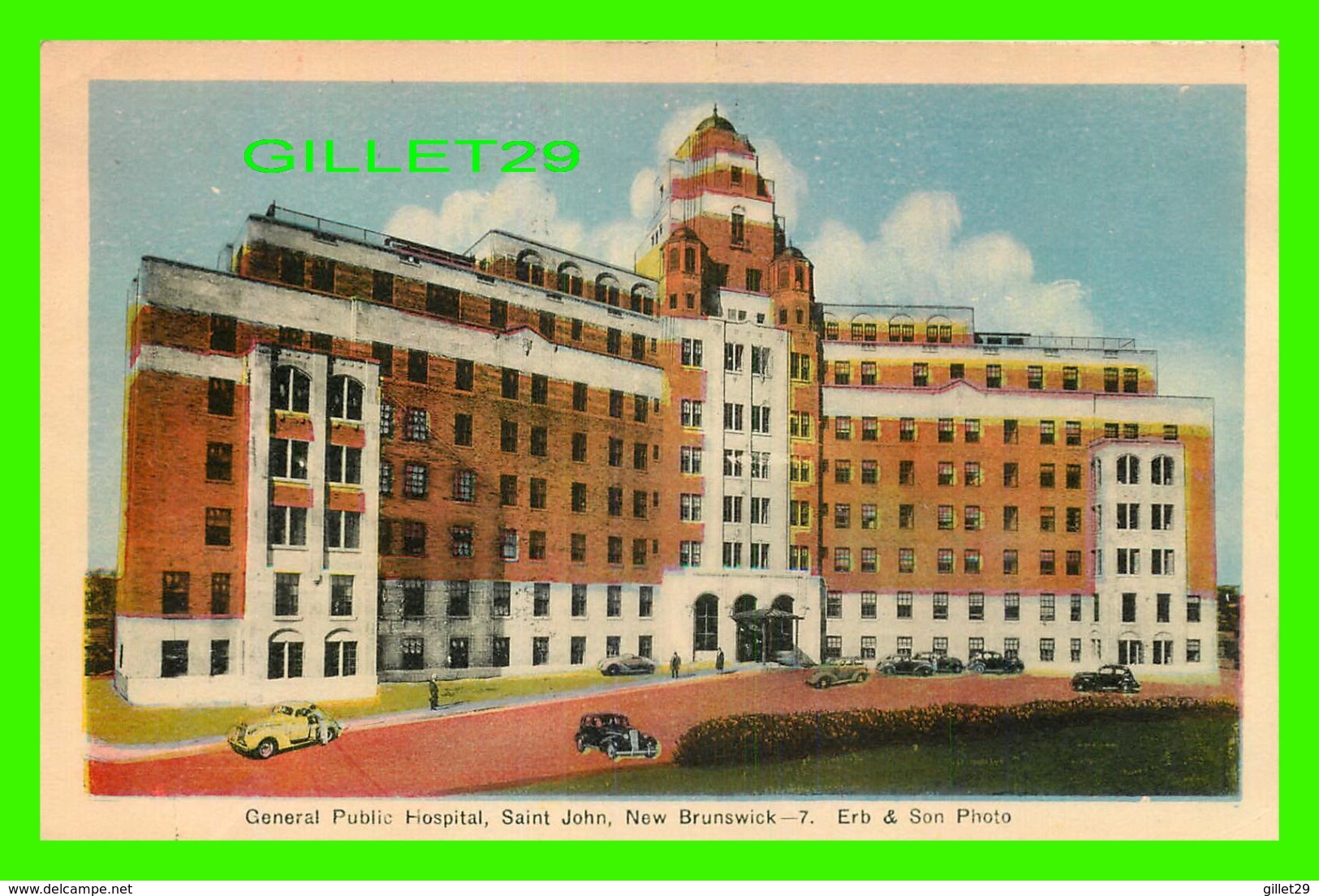 SAINT JOHN, NEW BRUNSWICK - GENERAL PUBLIC HOSPITAL - ERB & SON PHOTO - PECO - ANIMATED WITH OLD CARS - - St. John