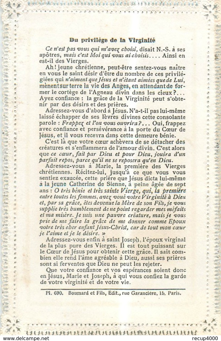 IMAGES RELIGIEUSES  Privilège De La Virginité  Format 120 X 80  2 Scans - Devotion Images