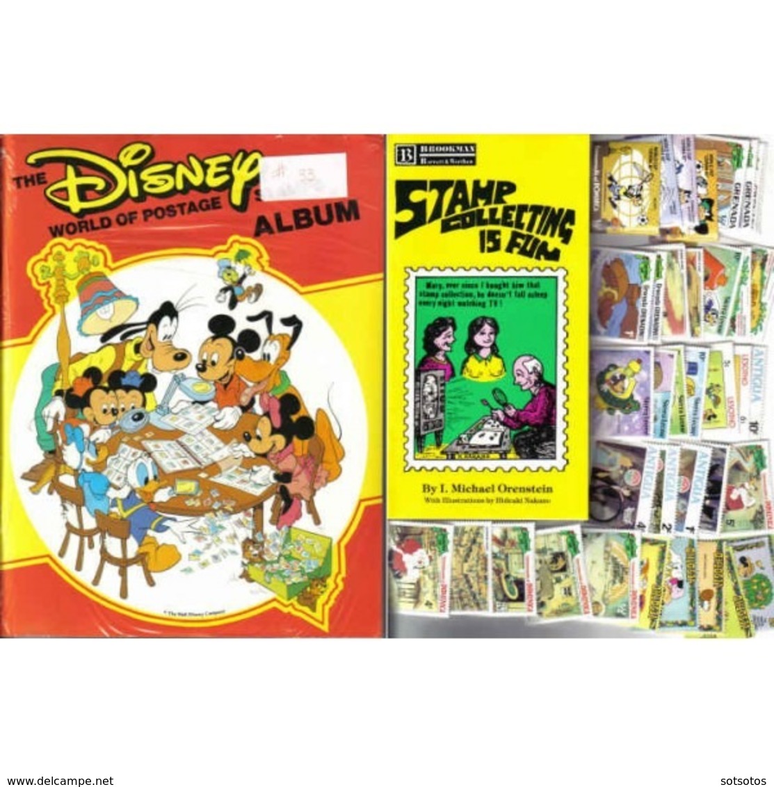 DISNEY: collection With Album +50 Stamps (large Format) And 50 Hinges + A Nice Little Book: STAMP COLLECTING IS FUN (100 - Disney