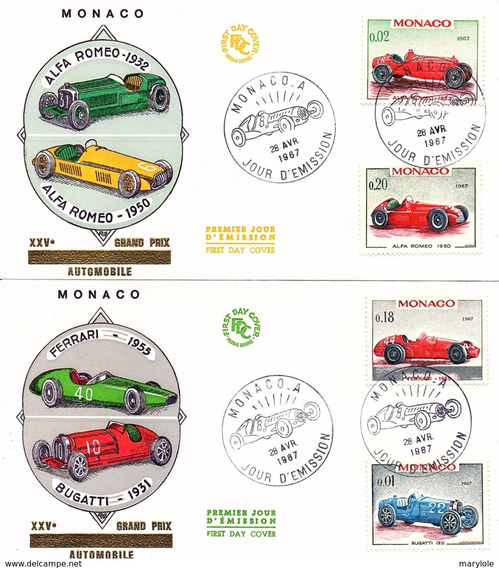 FDC  -  MONACO  -  28 AVR 1967   -   25èmes  Grand  Prix  Automobile  De  Monaco  ( Série Complète ) - FDC