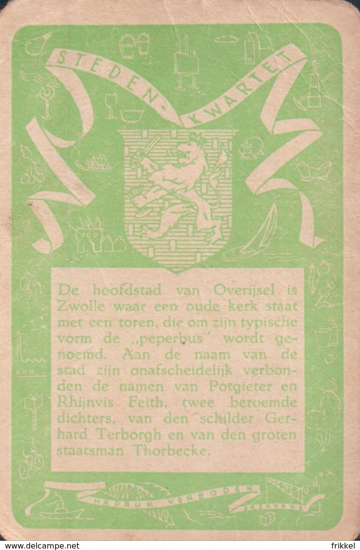 1 Oude Speelkaart Uit Steden Kwartet : Overijsel : Zwolle - Autres & Non Classés