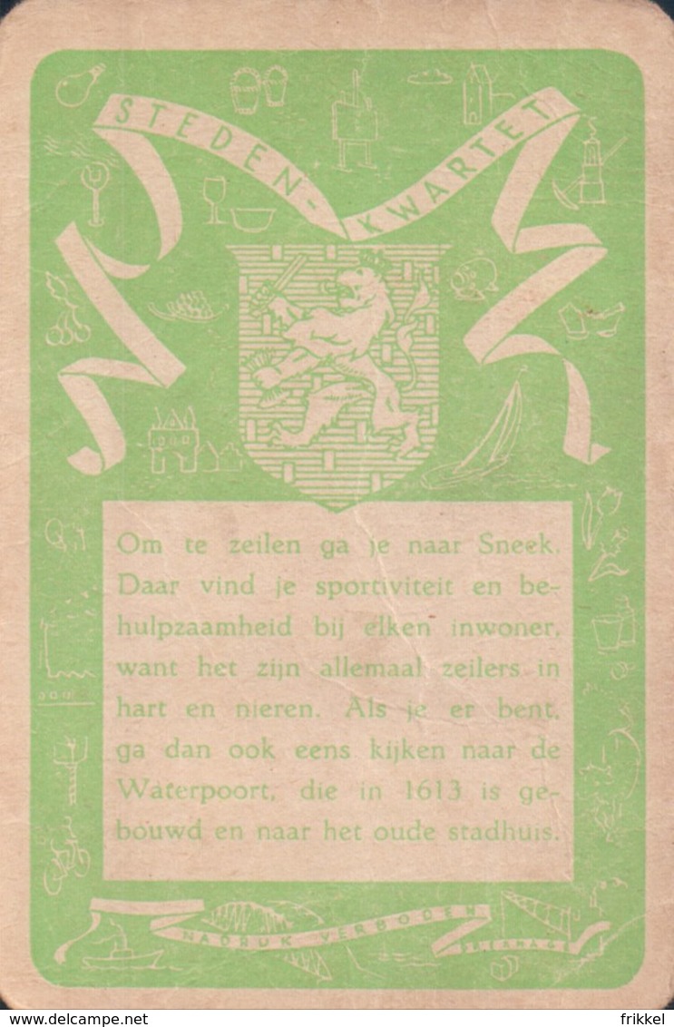 1 Oude Speelkaart Uit Steden Kwartet : Friesland : Sneek - Andere & Zonder Classificatie
