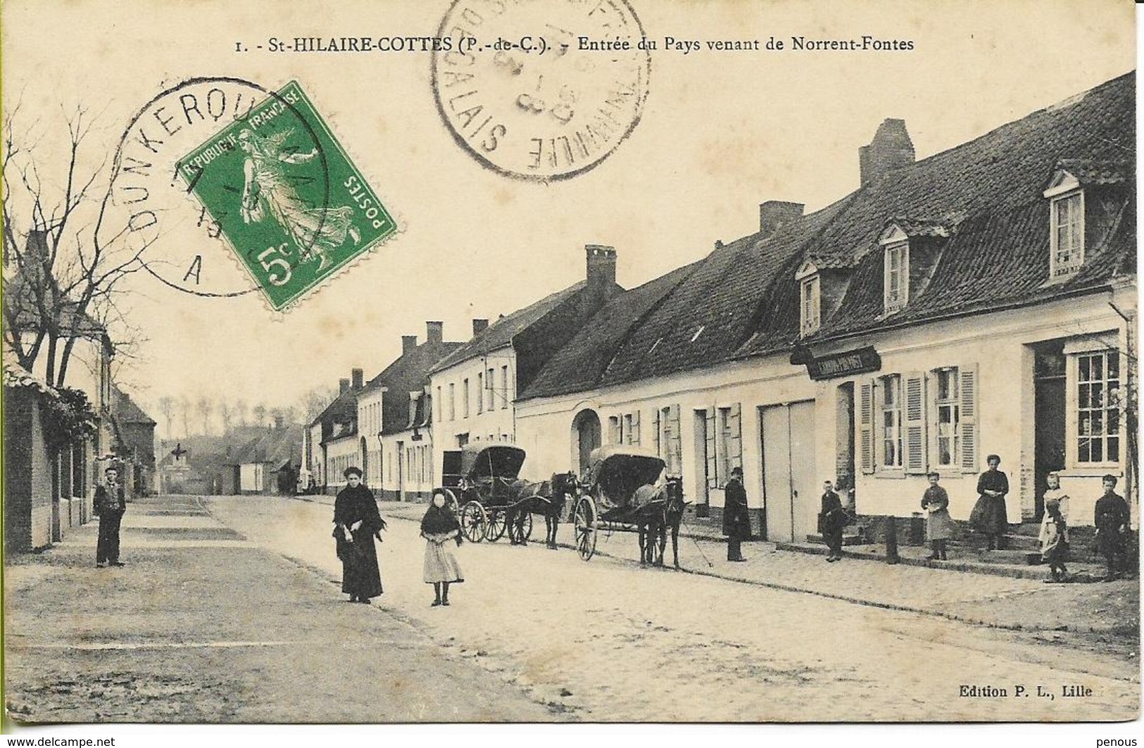 SAINT HILAIRE-COTTES  Entrée Du Pays Venant De NORRENT-FONTES (animation)   ****CARTE RARE*** - Otros & Sin Clasificación