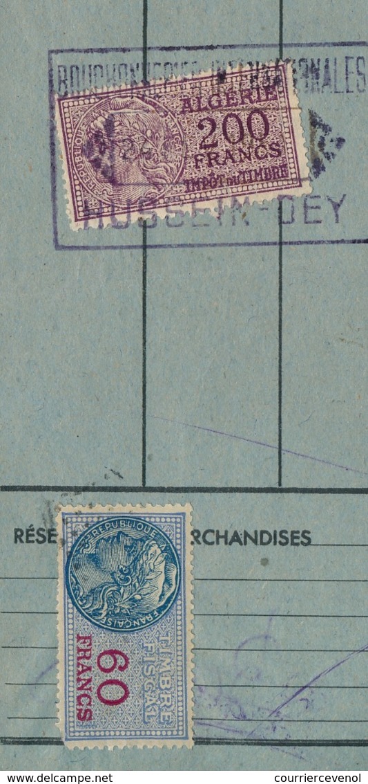 ALGERIE - FISCAUX 200F Type Médaillon De Daussy + 60F (touché) (Compagnie De Navigation Mixte - 1951) Sur Doc - Autres & Non Classés