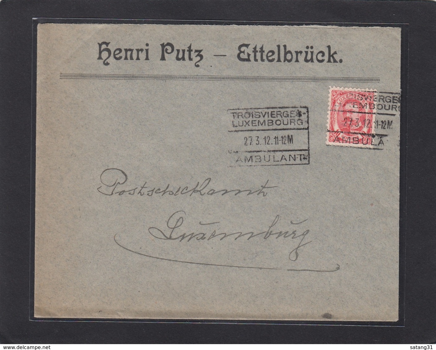 HENRI PUTZ,ETTELBRÜCK.BRIEF MIT BAHNPOSTSTEMPEL(AMBULANT)UND VIGNETTE. - 1906 Guillaume IV