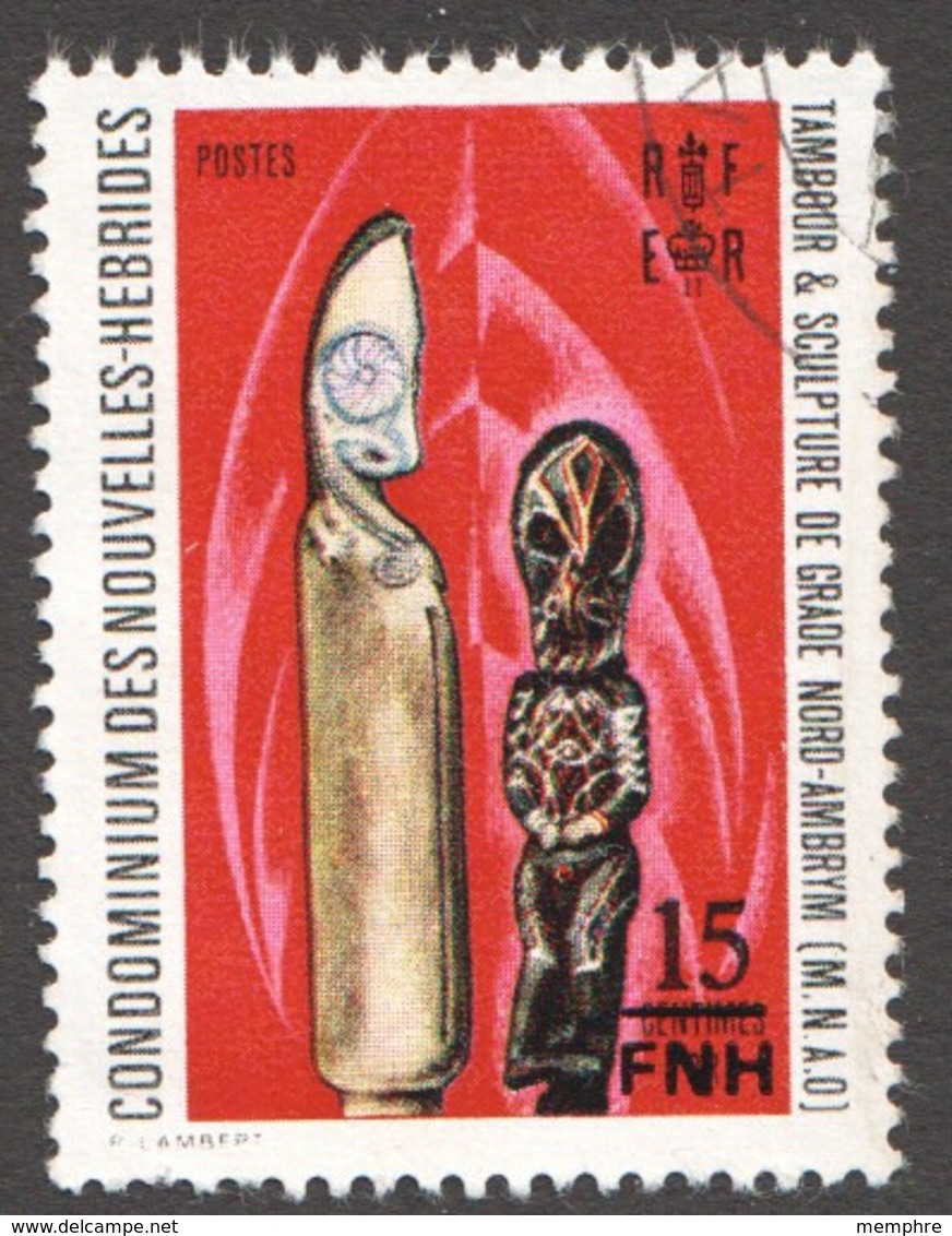 1977  Tambour Et Sculpture   Surcharge  Locale  15 FNH  Oblitéré - Usados