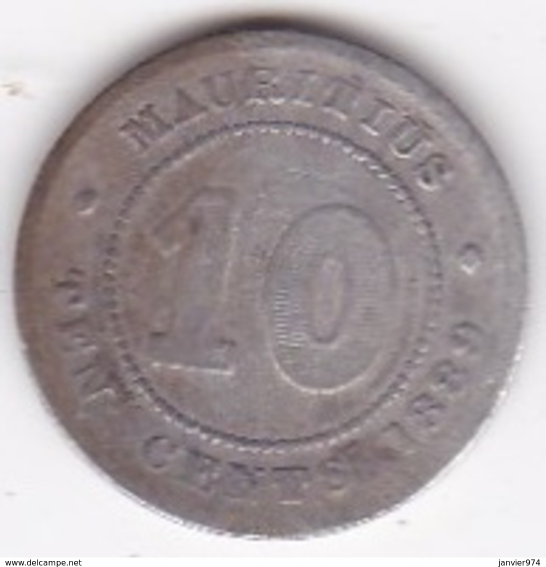 Ile Maurice 10 Cents 1889 H Victoria, En Argent. KM# 10 - Maurice