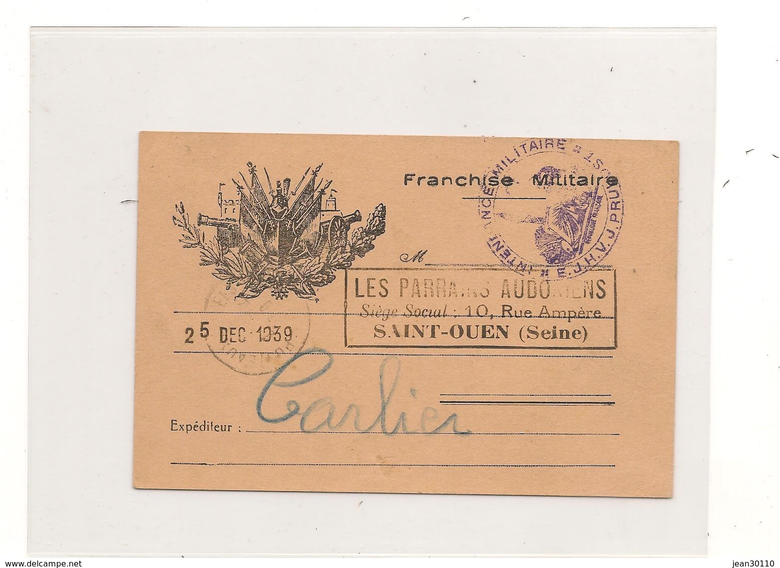 FRANCE 1939 CARTE POSTALE  F.M. - Guerre De 1939-45