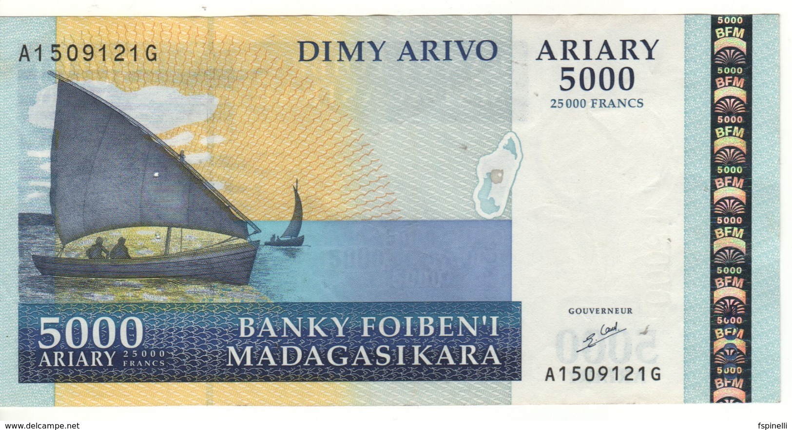 MADAGASCAR  5'000 Ariary  25'000 Francs      P84  (ND  2003) - Madagascar