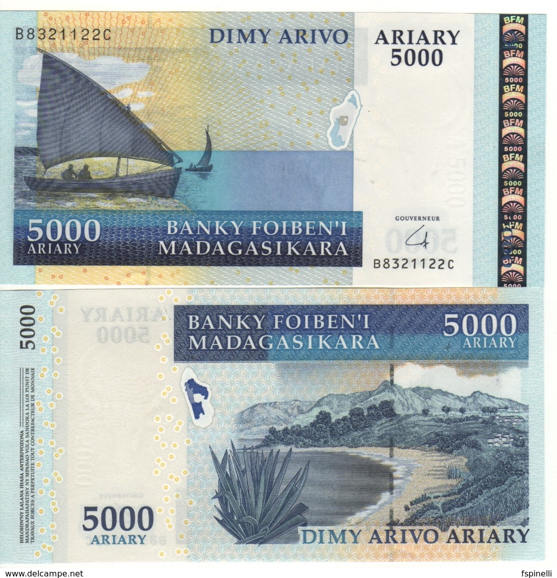 MADAGASCAR  5'000 Ariary   P91b  (with Omron Rings  ND 2007-15)  UNC - Madagascar